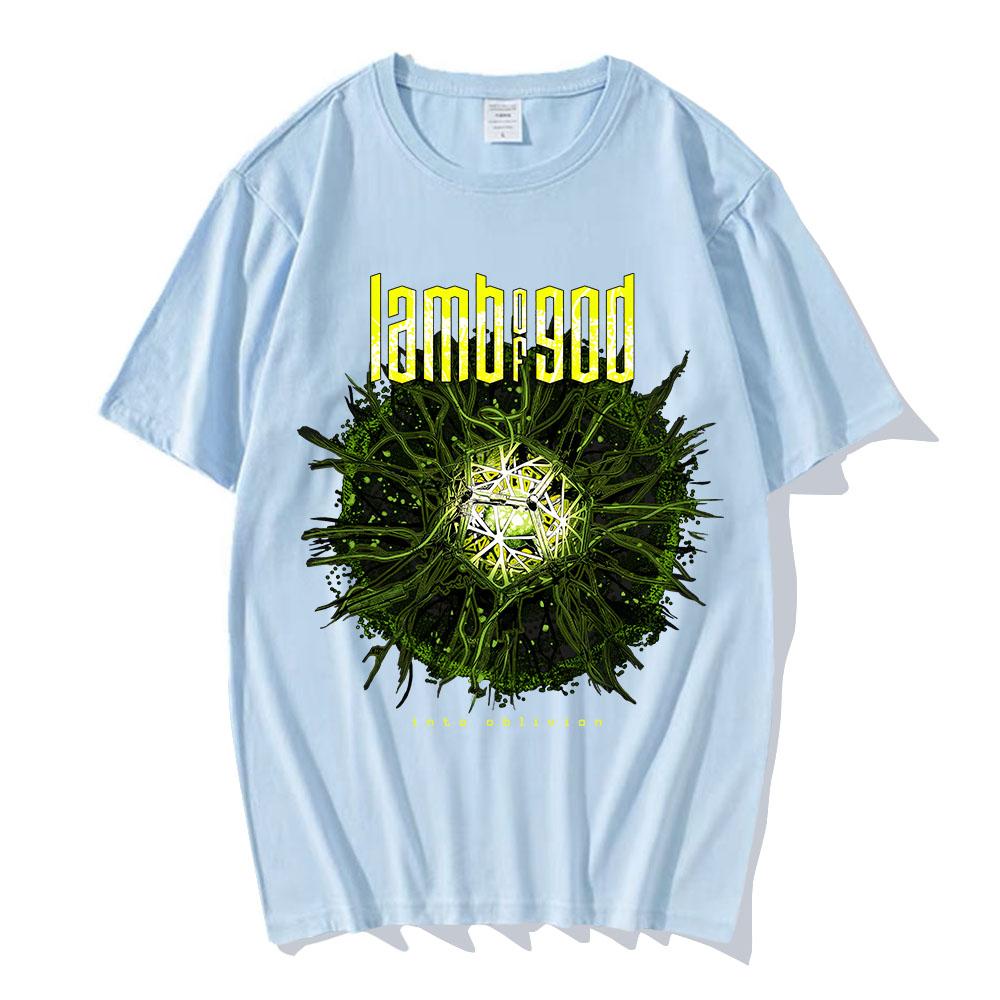 Into Oblivion Burst Svart T-shirt LAMB OF GOD Rockband T-shirt Unisex Tung Mental Streetwear Kortärmad Bomull Sommar T-shirt