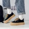 Scarpe nere con plateau di marca, nuove per primavera ed estate, con punta rotonda, modello muffin, scarpe da ginnastica casual