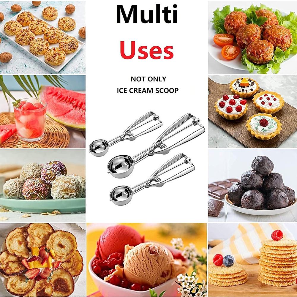 Covered ice cream scoop, stainless steel fruit and cookie baking spoon, cupcake baking mold