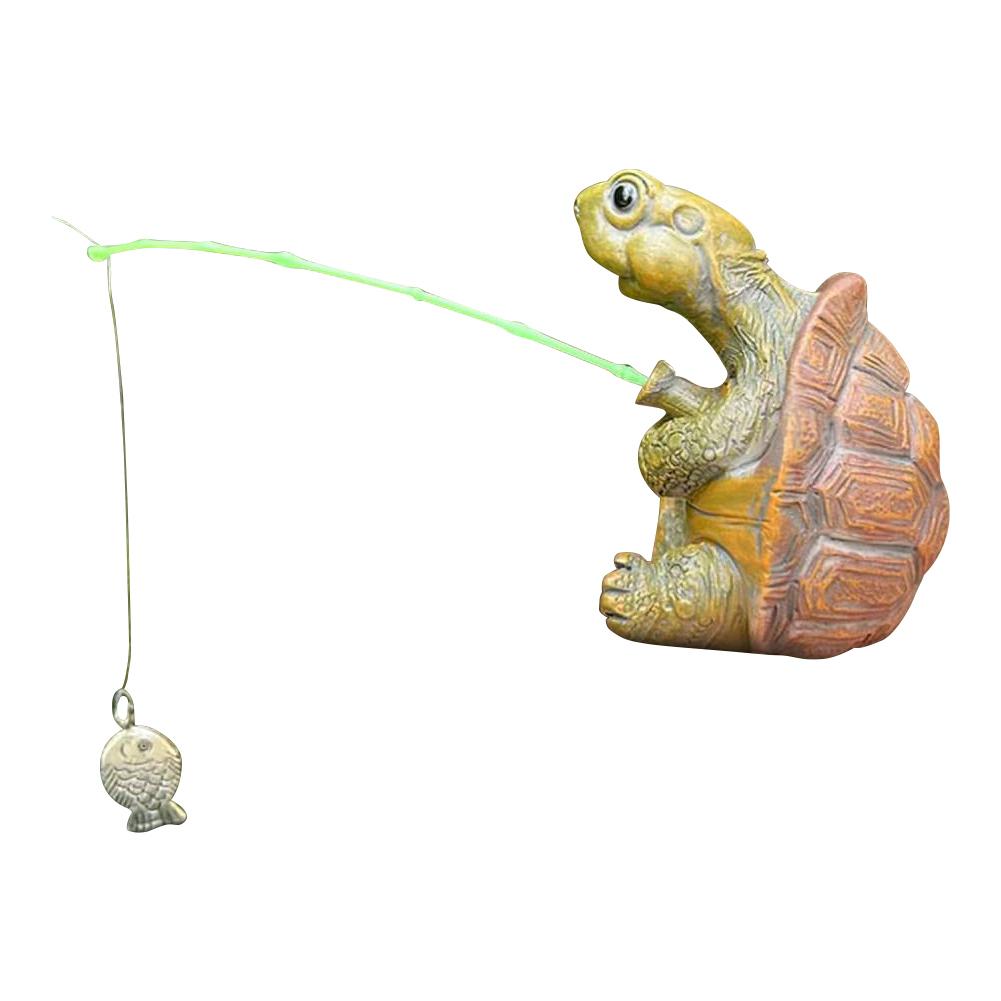 New Poolside Statue Turtle Fisher Animal Fishing Sculpture Resin Fishing Sculpture for Fish Pond Poolside Outdoor Garden Decor