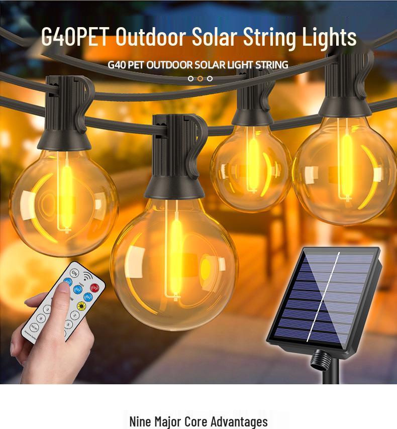 G40 Solar LED String Lights: Outdoor Copper Wire, Drop-Proof, Perfect for Atmosphere Decoration