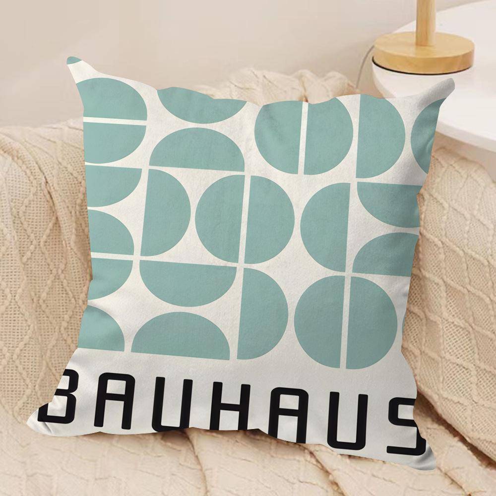 Bauhaus Trendy Lines Cushion Cover Silky Short Plush Invisible Zipper Dustproof Sofa Pillow Case for Home Decor 30x30cm