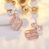 Letter H Zircon Needle Earrings with Personality and Temperament Versatile
