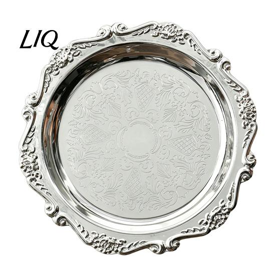Jewelry Tray Vintage Embossed Stainless Steel Tray, Serving Platter for Desserts, Easy To Clean Storage Organizer, Snack Plate, Dining Table