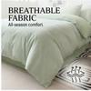 Solid-color Japanese Pure Cotton Four-piece Bed Cover Set with Double-sided Washed Cotton Bed Sheets and Quilt Cover