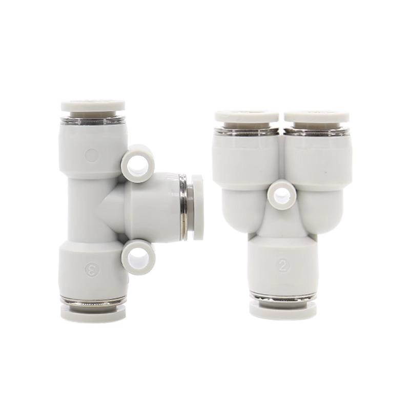 AirTAC Pneumatic Quick-Fit Tube Connectors: Y-Type & T-Type, APY/APE Sizes 4-16