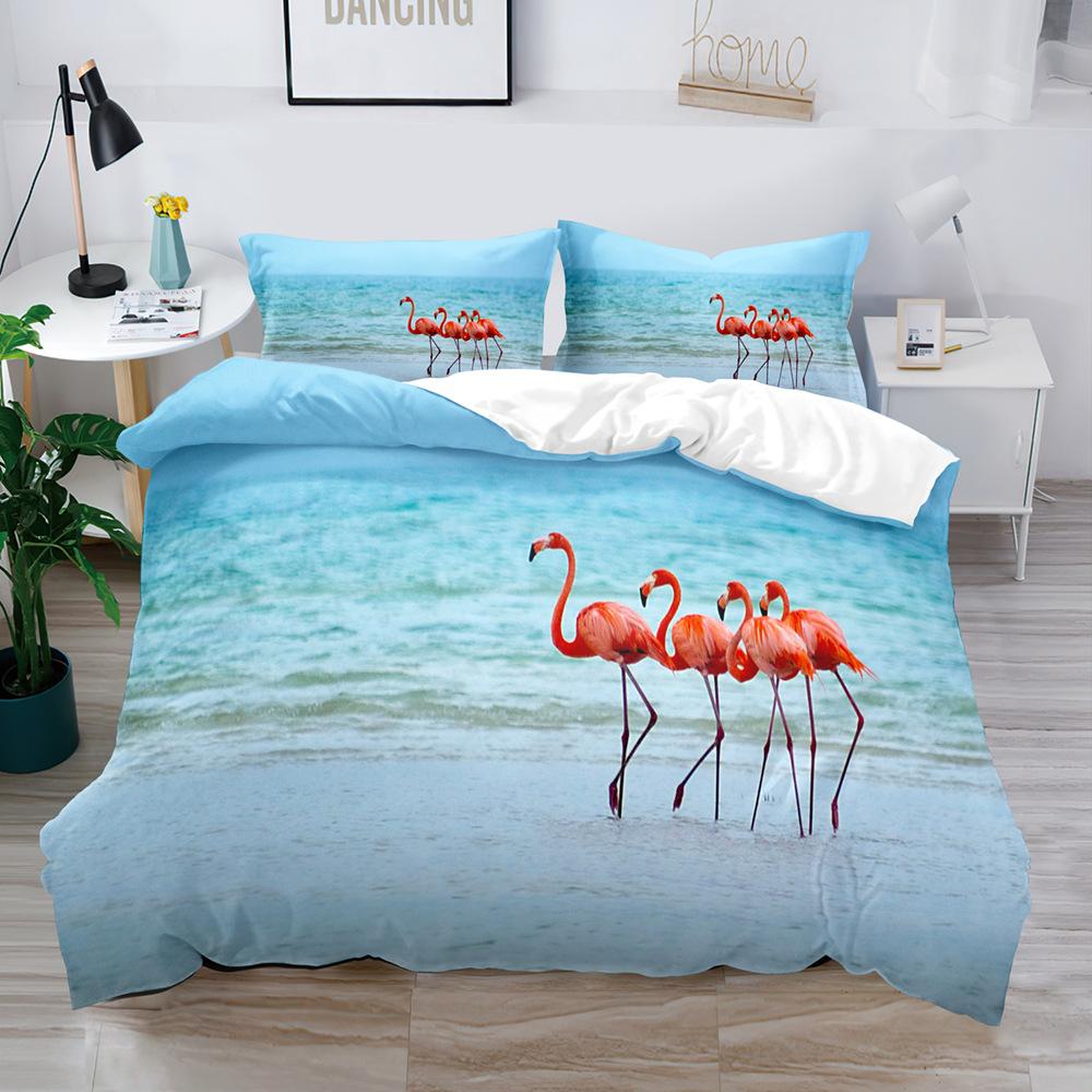 Bird Game Digital Printing Quilt Cover Three-Piece Set