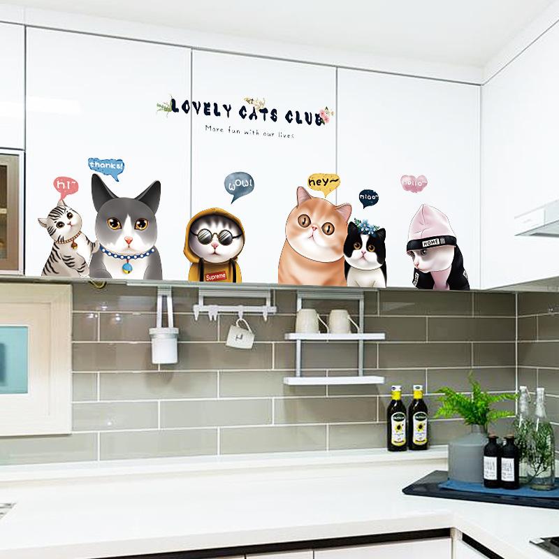 Cute Cat Stickers for Wall Decor Removable Cat Vinyl Wall Decals for Bedroom Living Room Kitchen Cabinet TV Nursery Pet Shop