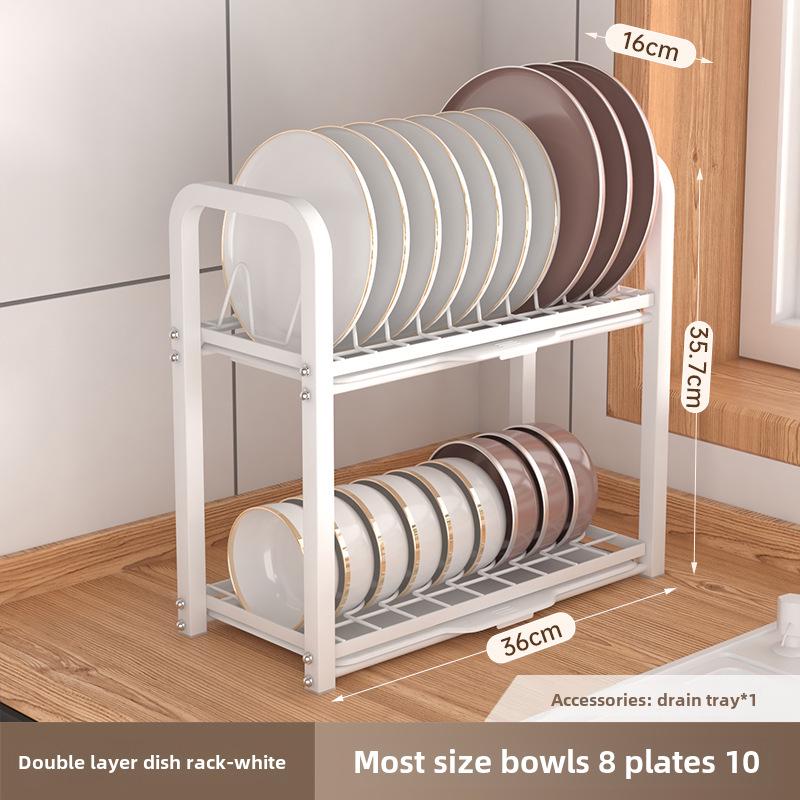 Single-Layer Kitchen Bowl & Dish Rack for Cabinet Storage and Drainage
