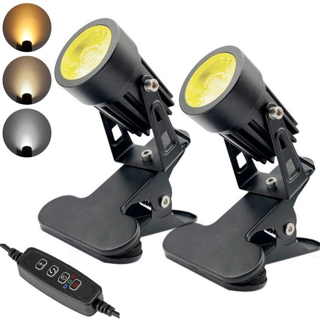 3-Color Dimming 5W LED Clip Spotlight for Exhibitions, Weddings, Ads, and Desktops