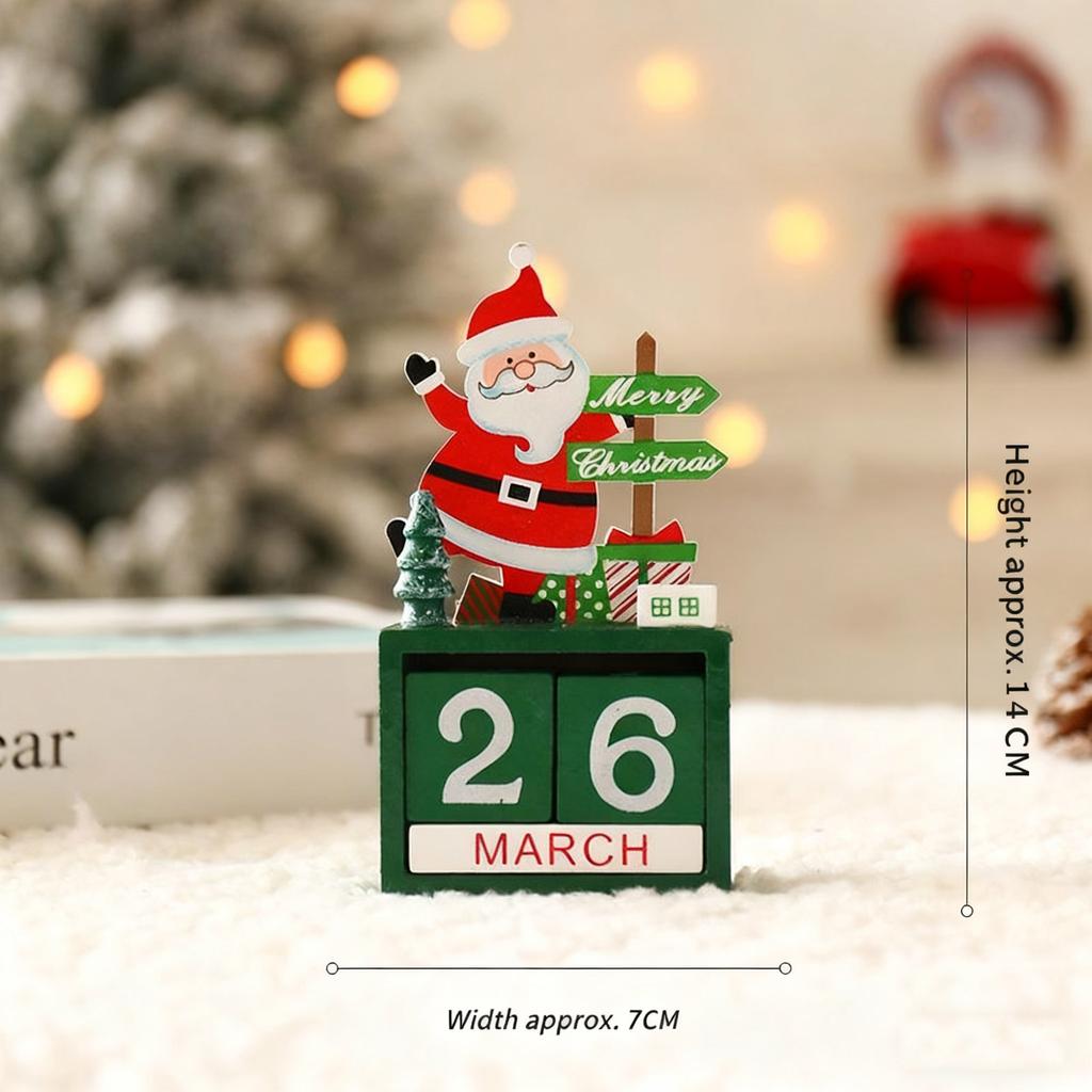 Santa Claus Christmas Tree Gift Wooden Calendar Desktop Decoration Ornaments Wooden Calendar Ornaments For Home Decoration
