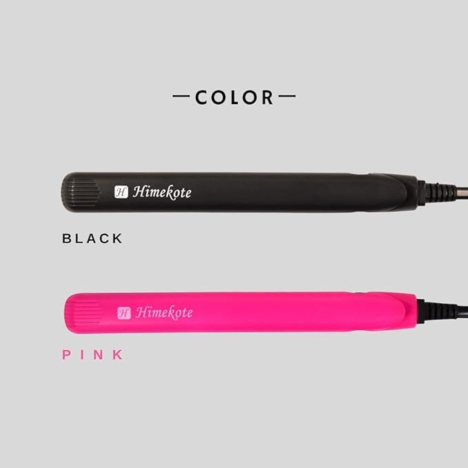 Himekote Mini-Haar Geeignet für Pinkes Eisen, Glätteisen, 2-Wege-Lockenstab, Tragbar, Leichtgewicht, Pony, Kabelgebunden, 200°C, Duale Verwendung, Schlank, Kompakt, Tragbar,
