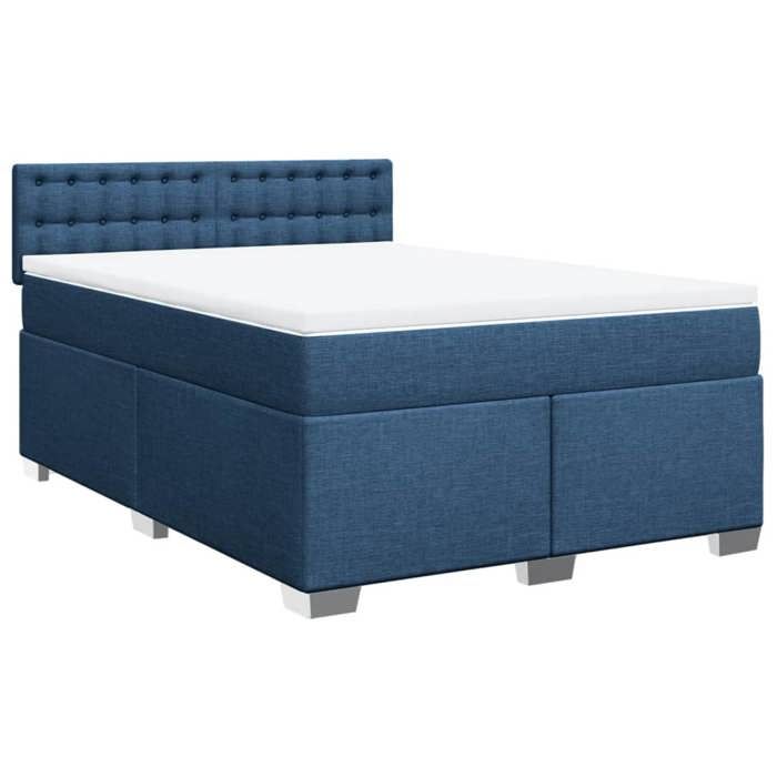Maison Exclusive - Sommier à lattes de lit avec matelas Bleu 140x200 cm Tissu