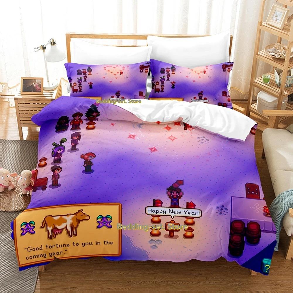 Stardew Valley Bedding Set Single Twin Full Queen King Size Bed Set Adult Kid Bedroom Duvetcover Sets Game Bed Sheet Set