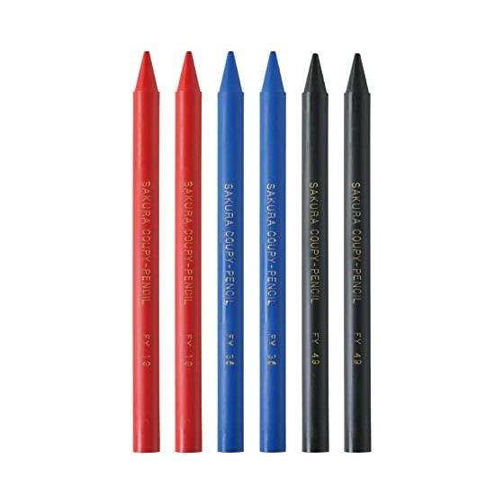 Sakura Crepas Цветные карандаши Coupy Pencils Набор из 6 шт. Красные, синие, черные по 2 шт. JFY Rose 6C