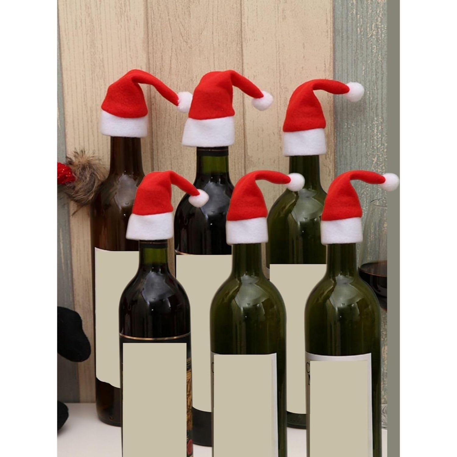 

6pcs Christmas Decorations Items for Home Mini Santa Hats for Bottle Topper Decor Unique Christmas Decor Christmas Ornaments Christmas Tree Decoration