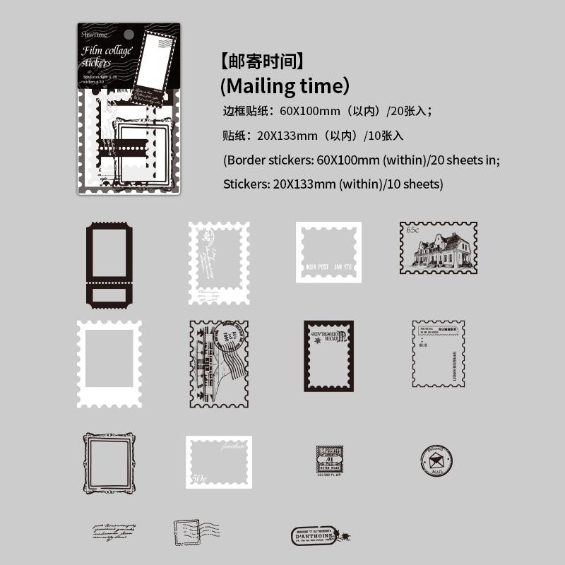 

JIAMEI 20pcs Time Story Series Retro Ins Old Film PET Stickers DIY Scrapbook Journal Supplies Aesthetics Stationery