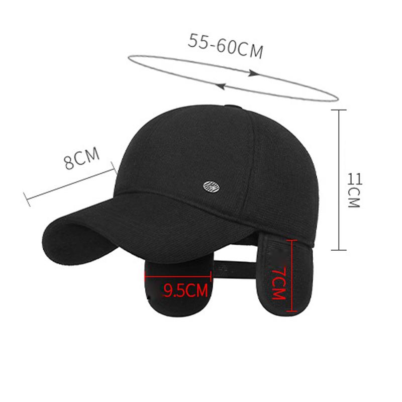 Herbst Winter Herren Warme Samt Baumwolle Mütze Mittelalterliche und Ältere Ohrenschutz Baseballkappe Kältefeste Mütze für Ältere