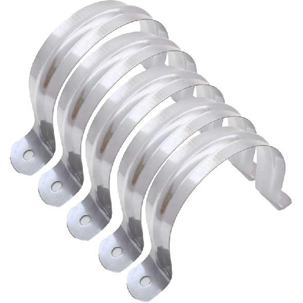 6 Pcs 4inch Rigid Pipe Strap,Two Hole Stainless Steel Strap U Bracket, Widened Tube Strap Tension Clip Assortment Kit Heavy Duty Pipe