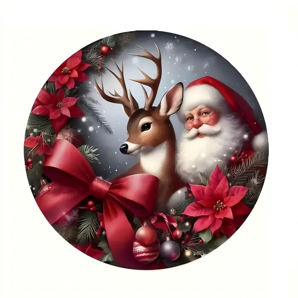 

Круглый рождественский коврик Санта-Клауса, мягкий нескользящий моющийся ковер, фланелевый противоскользящий коврик для гостиной, спальни, праздничного декора 40X40cm-16x16in