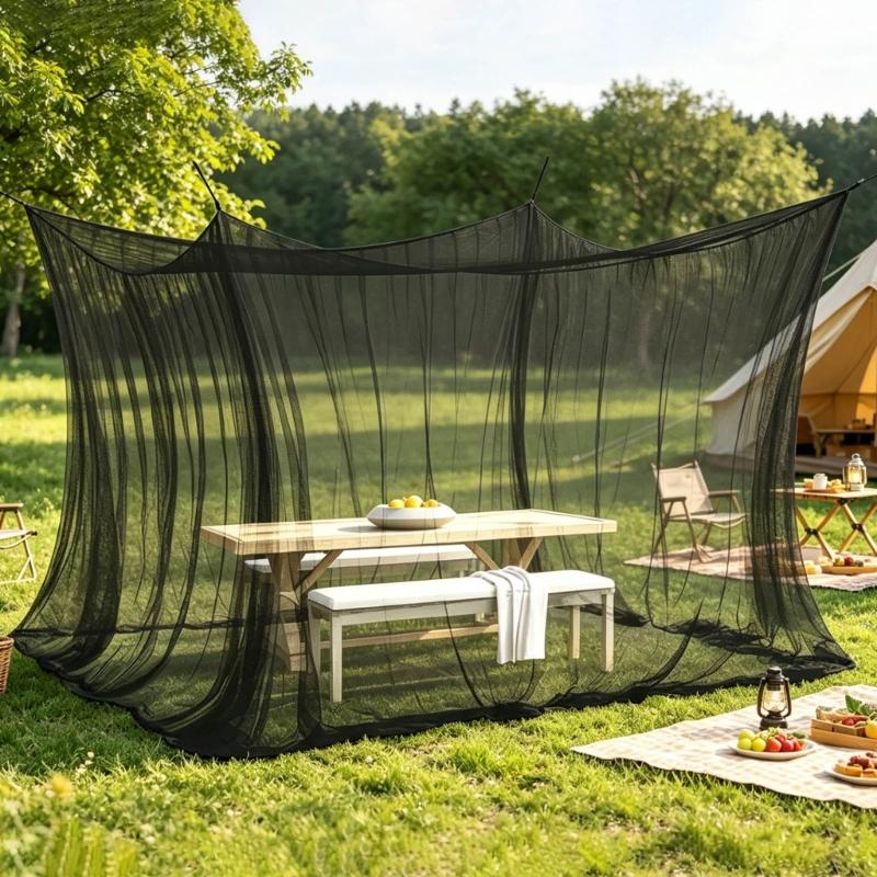 Großes quadratisches Insektenschutznetz für Camping im Freien und den Innenbereich 300x300x250cm Inklusive 2 Aufhängeseilen