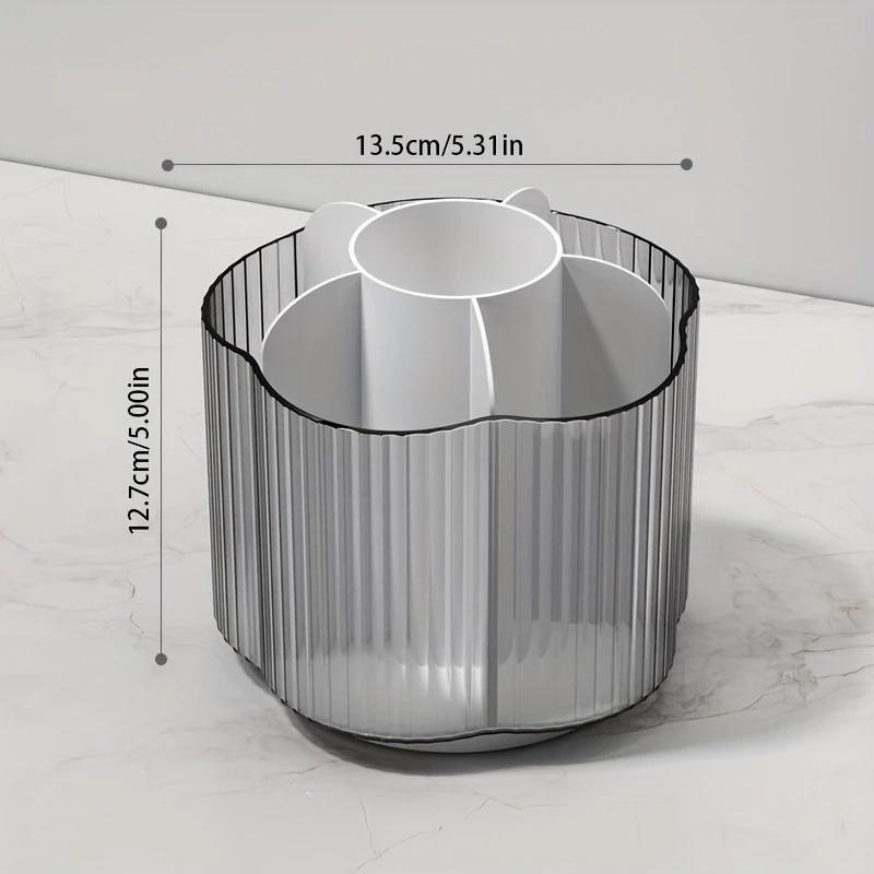 

Вращающийся на 360° держатель для кистей для макияжа, съемный, 6 ячеек, коробка для хранения косметики, круглая вращающаяся коробка для инструментов и кистей для макияжа серый