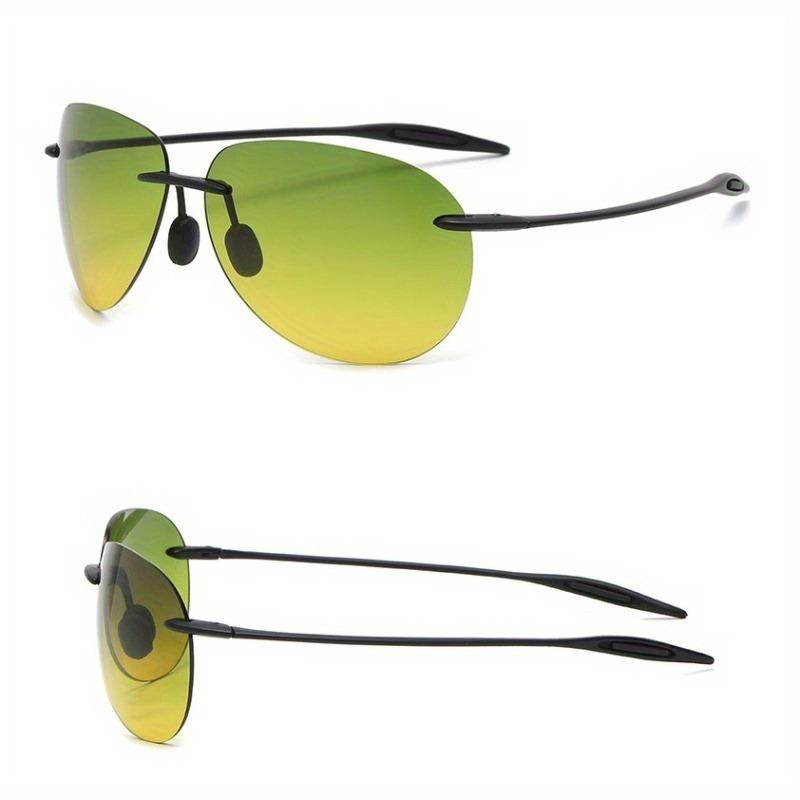 Fashion Ultralight TR90 Day Night Vision Driving Sunglasses for Men Women Rimless Sports Anti-Glare Night Vision Eyewear