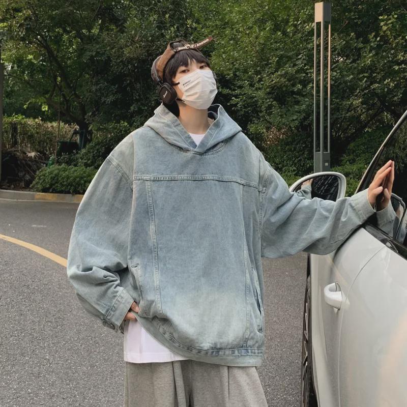2023 Retro Washed Denim Hoodie Jacket - Unisex High Street Style