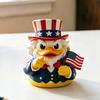 Patriotic Duck Figurine Funny Uncle Duck Statue with American Flag And Top Hat Collectible 4th of July Decoration for Independence Day Home Decor