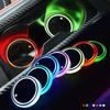 Lumière LED RGB pour Porte-Gobelet de Voiture 7 Couleurs Changeantes Luminescence Capteur Auto Lampe d'Ambiance Nocturne Décor Intérieur