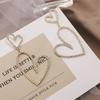 Diamond-Filled Heart-Shaped Long Stud Earrings Metallic And Heart-Shaped Earrings Gold And Silver Earrings