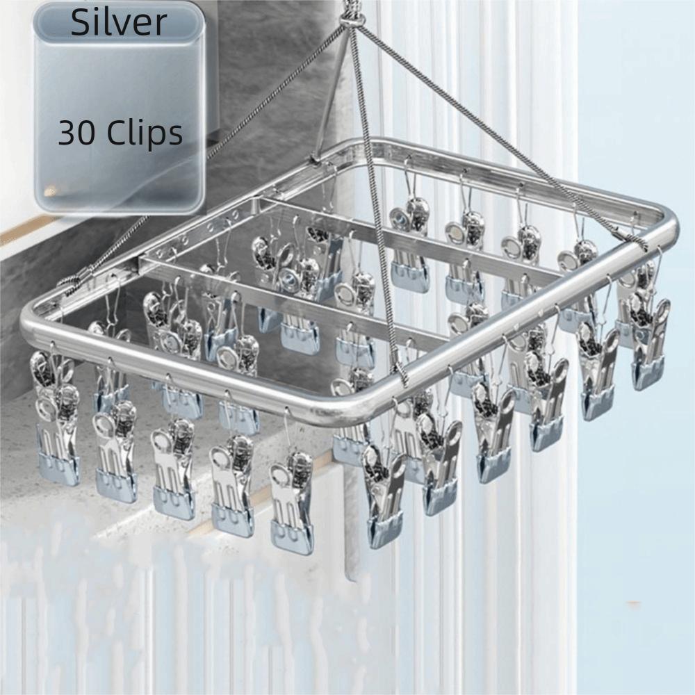 Aluminum Zinc Zinc Alloy Multi-Clip Drying Rack Windproof Towel Socks Hanger Clothes Drying Rack  Skirt