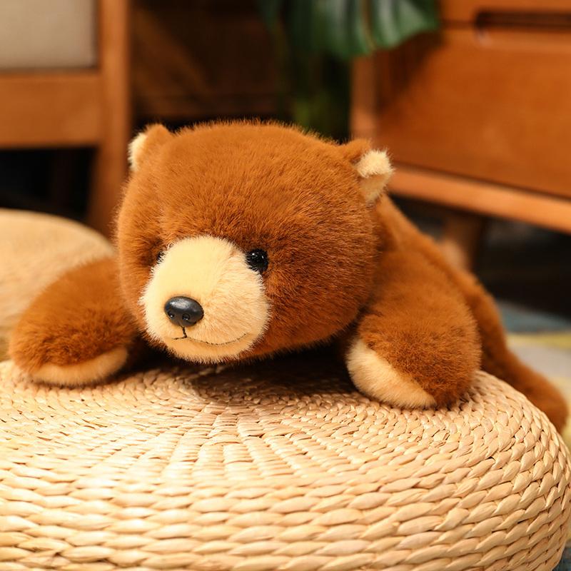 Creative 30/45/65cm Simulation Bear Panda Stuffed Animal Soft Fluffty Doll Lie Prone Funny Toys  Decor Girls Xmas Birthday Gift
