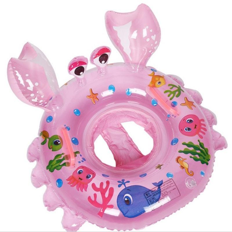

04yearold Baby Inflatable Blue Pink Cartoon Crab Swimming Circle Toy Water рожевий