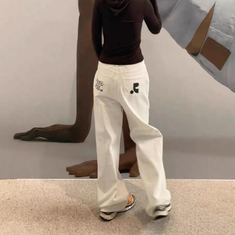 

Винтажные мешковатые белые джинсы женские корейские модные популярные повседневные джинсовые брюки Harajuku America ретро летние широкие брюки XXL белый