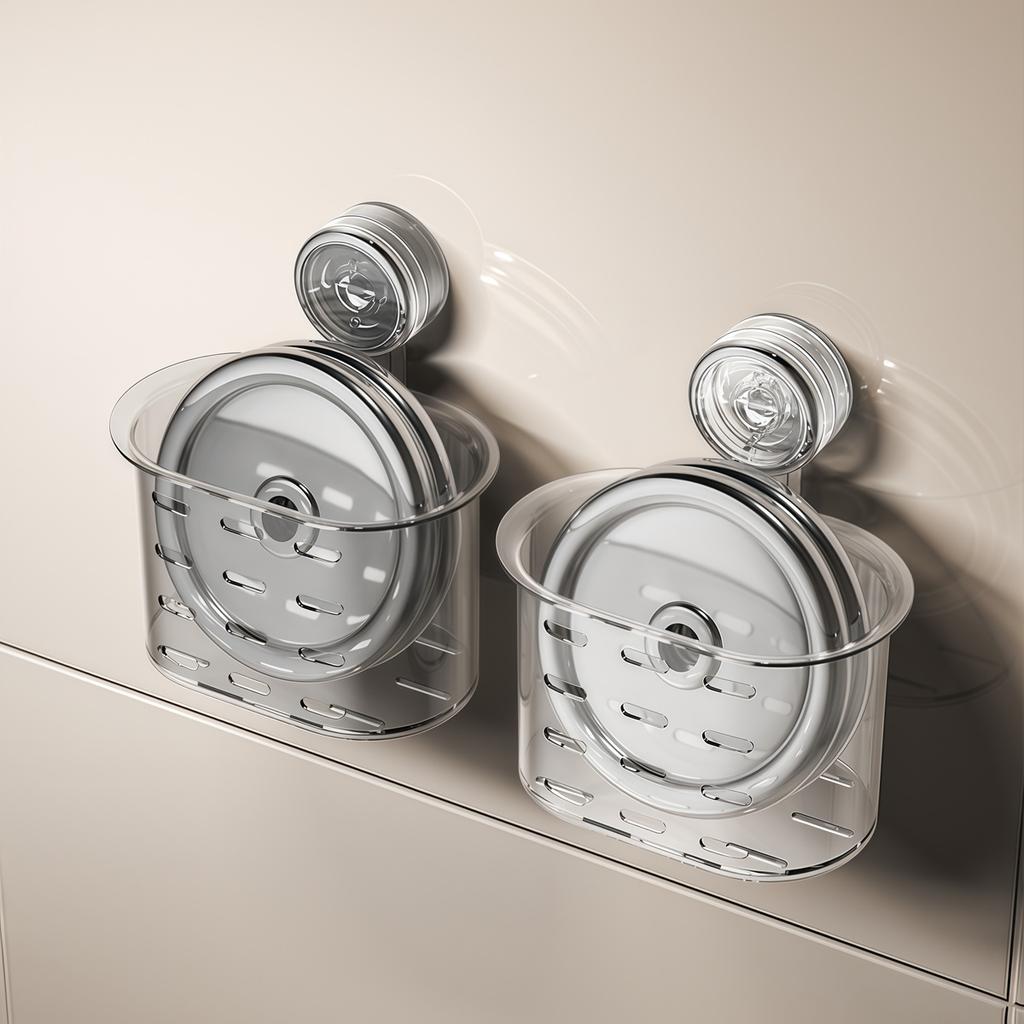 Wall Mount Suction Cup Wall Mount Corner Storage Shelves Shampoo Holder Cosmetic Rack Shower Drain Basket Bathroom Organizer