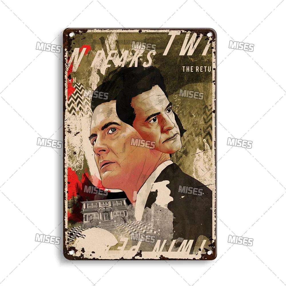 MISES Twin Peaks Classic TV Metal Sign Rusty Metal Poster Man Cave Garage Club Industrial Decor Decorative Plate Metal Plaque