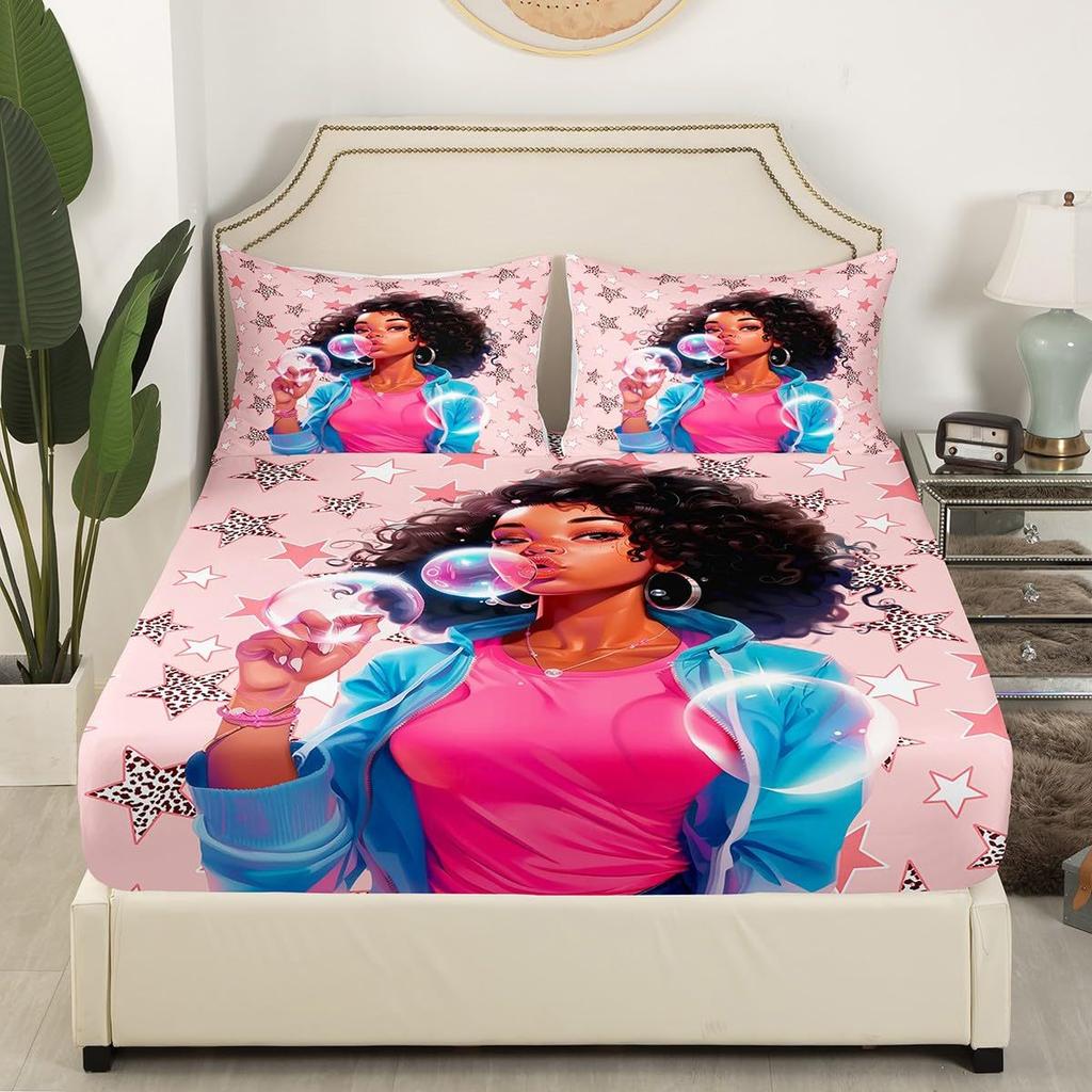American Nation Cool Girl Personality Pattern Sheet Four-Piece Bedding Set Bedding Set Bedroom Dormitory Bedding