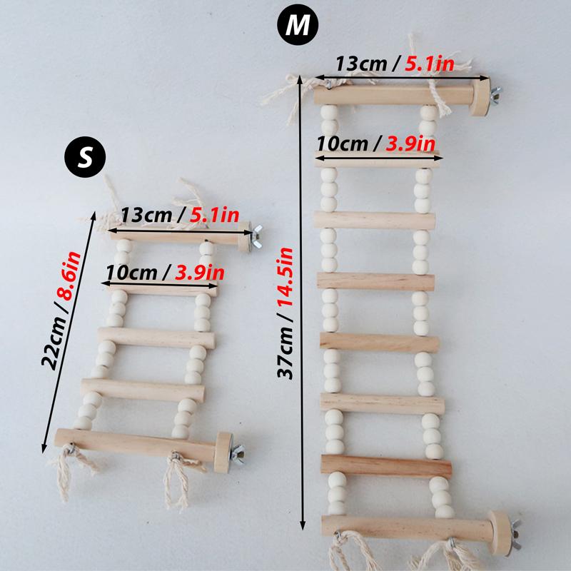 5/8 Steps Wood Ladder Pet Interactive Bird Parrot Toy Ladder for Hamster Cage Funny Grinding Stick Climbing Toy Bird Accessories