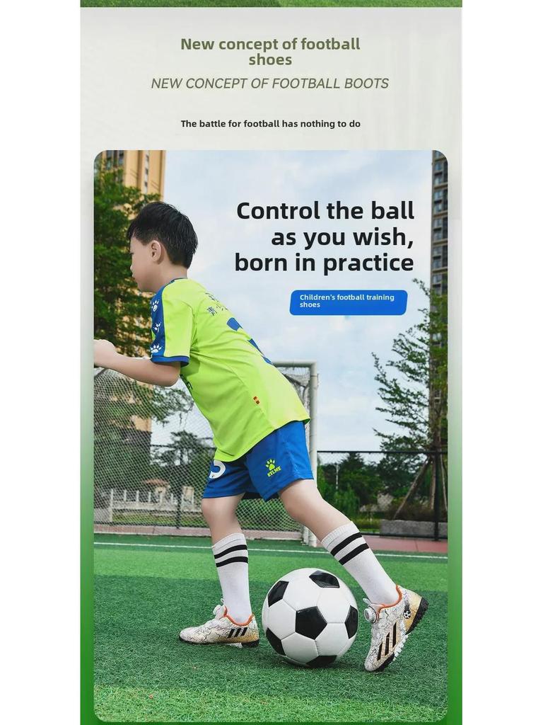 Kids' Low-Top Rotating Buckle Football Shoes for Boys and Girls