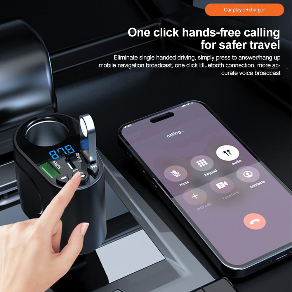 Car FM Transmitter Cigarette Lighter Power Adapters Bluetooth Car Kit Dual USB PD Car Charger Fast Charging with LED Display