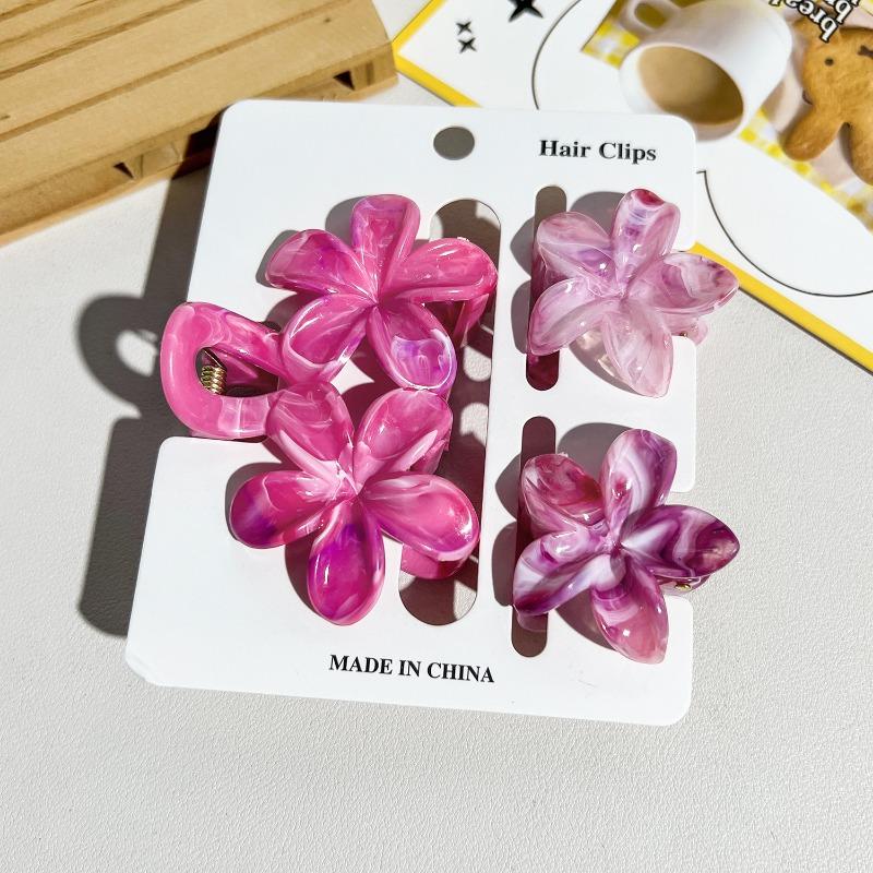 Flower Hairpin Double Flower Combination Grab Clip Updo Shark Clip Hair Accessory