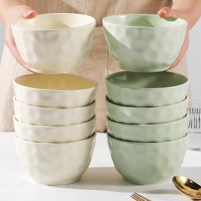 

10-Piece Ceramic Bowl Set: 4.75 Rice, Soup, Noodle, Fruit Bowls - Simple Solid Colors