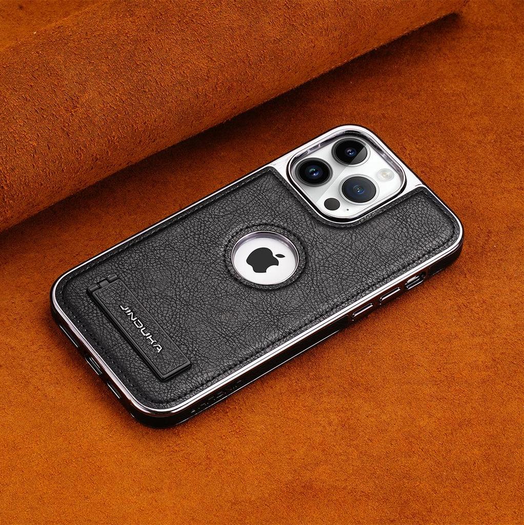 "Premium Leather Anti-fall Case for S24 Ultra 16 Pro Max, iPhone 16 Pro, Mate 60 with Stand"