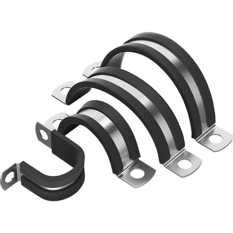 304 Stainless Steel Rubber-Lined U-Type Hose Clamps (5-Pack)