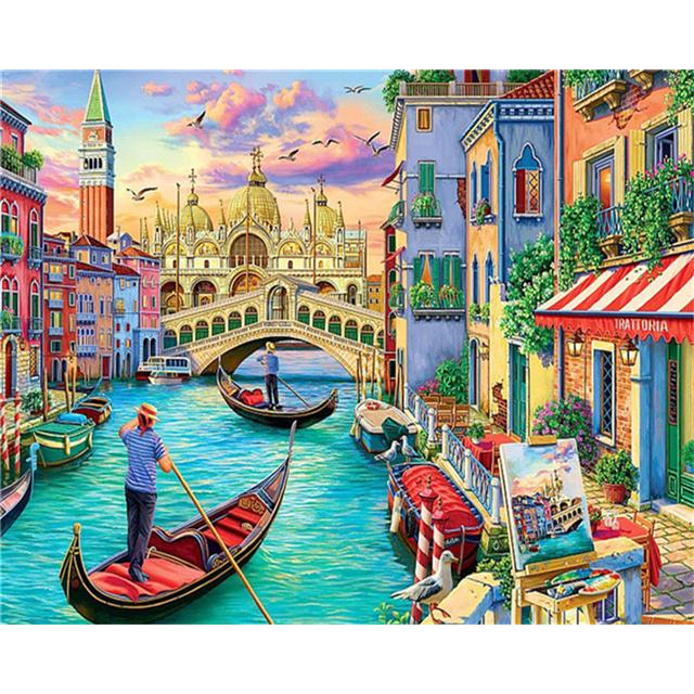 Buy 40x50cm Paint By Number Venice DIY Frame Picture By Numbers Town