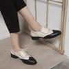 Fashion New Spring 2025 Block Genuine Leather Oxford Low Heel Women Shoes Retro Round Toe Shoes for Women Block Pumps Retro Ladies Shoes