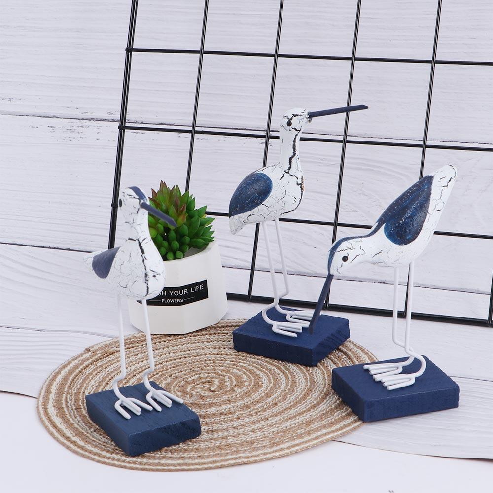 Nautical Mediterranean Wooden Office Desktop Seagull Home Desk Decor Miniatures Figurines Ornaments