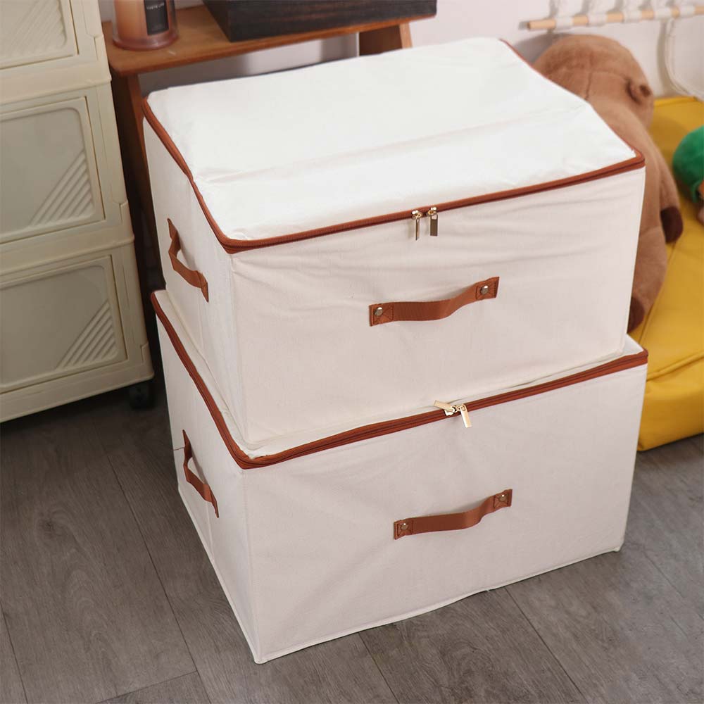 Large Capacity Non-Woven Fabric Organizer Bins with Lid Clothing Storage Basket Travel