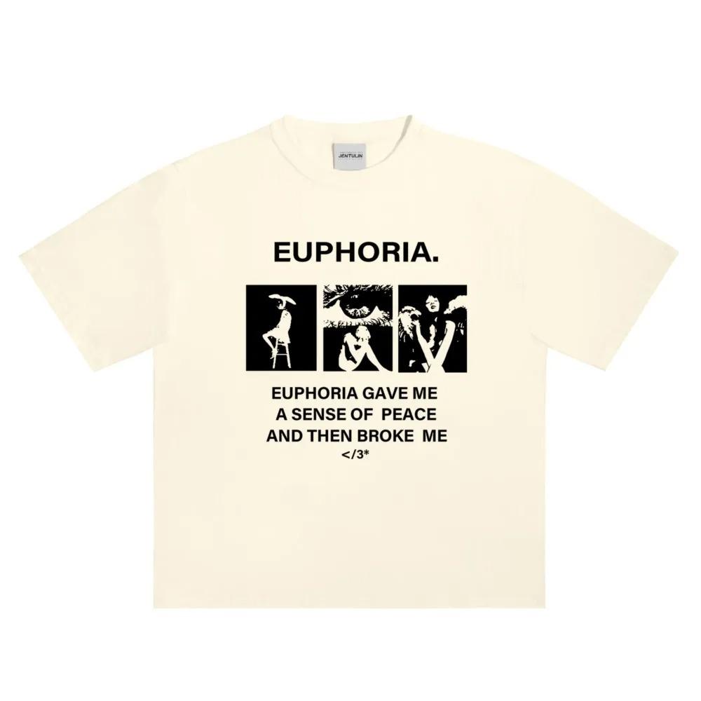Hot Oversize Streetwear Unisexs Clothing Euphoria Graphic Print Tshirt Cotton Hip Hop Korean Short Sleeve Top Unisex Goth